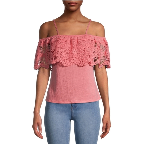No Boundaries NWT Off The Shoulder Lace Top with Fitted Bottom Top 613 - Picture 4 of 4
